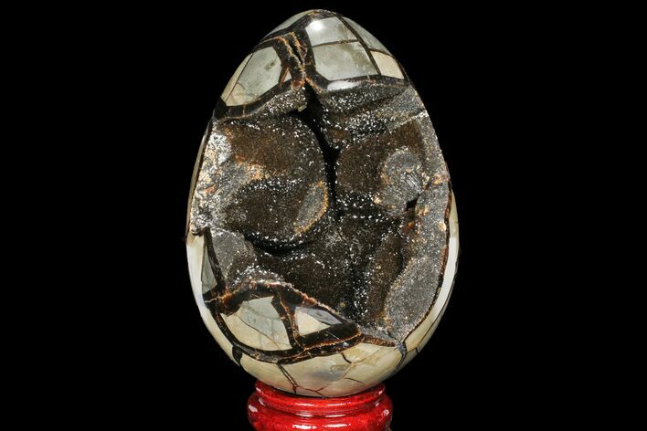 Septarian Dragon Egg Geode - Black Crystals #98901